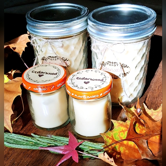 Organic ✨️Cedarwood Candles Set of 4 - Picture 1 of 8